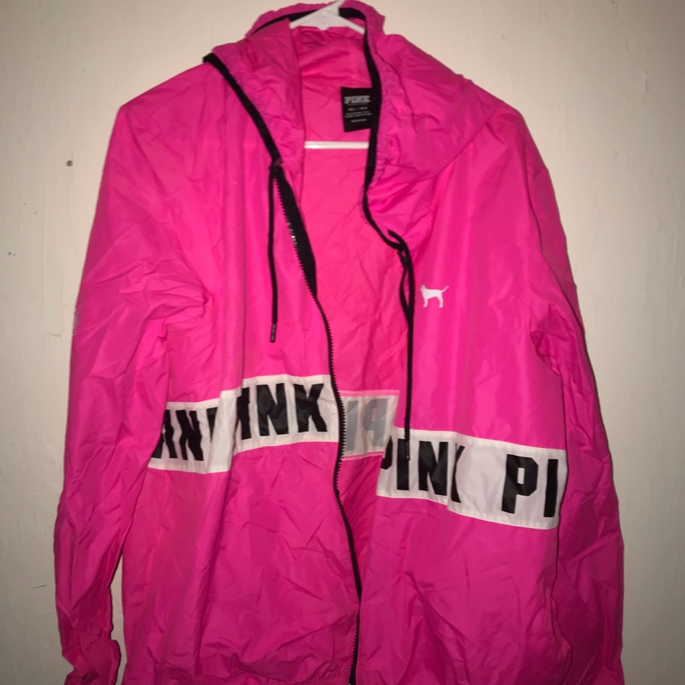 Neon pink windbreaker